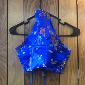 Dragon blue tied crop top